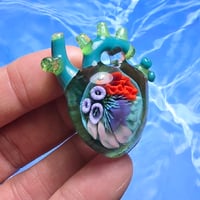 Image 4 of LARGE "MY HEART BELONGS TO THE SEA" ANATOMICALLY CORRECT HEART PENDANT 36