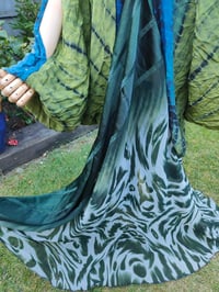 Image 3 of Wanderlust maxi dress Sari tie dye GREEN BLUE upto 8-18 uk