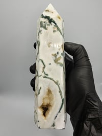 Image 3 of Moss Agate 6 Point Druzy Crystal Tower - 2 Styles 