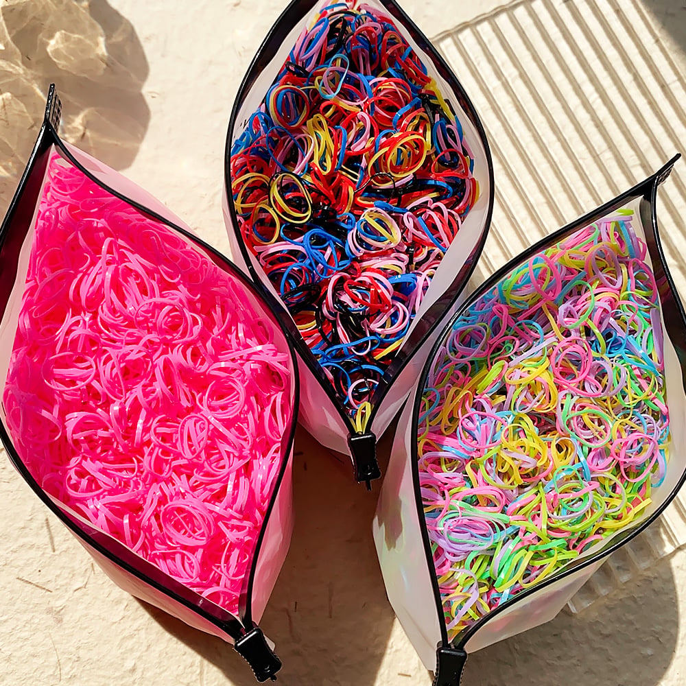 Image of 500/1000/2000pcs Girls Colourful Disposable Rubber Band Hair Ties Headband Children Ponytail Holder 