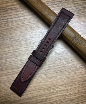 Image of Milled #8 Horween Shell Cordovan Watch Strap with Box Stitching