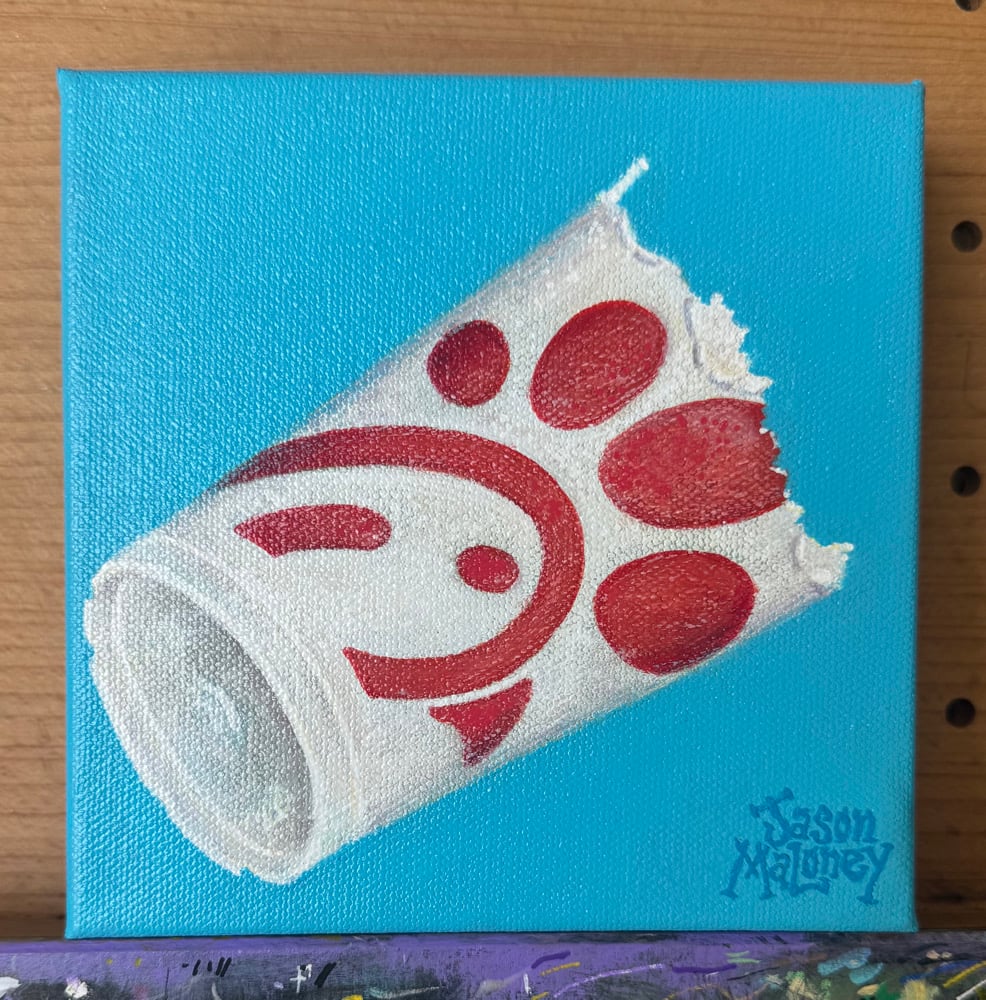 Chick-fil-la styrofoam cup painting on Canvas!