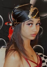 Image 5 of Black & Red Silk Head Scarf