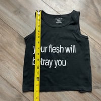 Image 4 of your flesh will betray you girls crop top black