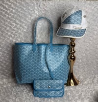 Image 1 of Large Light Blue Crossbody with hat