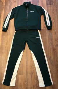 Image 4 of SMALLO Mens Striped Tracksuit Dark Green 