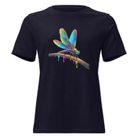 Image 1 of Women's Relaxed T-Shirt, Luminous Dragonfly on Branch tee