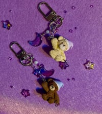 Image 3 of Luna Bear Celestial Keychain - Hand-Sculpted Polymer Clay Teddy with Moon & Stars