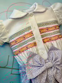 Image 2 of girls lilac floral smocked romper 