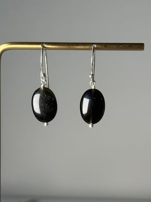 GOLDEN OBSIDIAN EARRINGS .925 STERLING SILVER