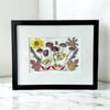 Calendula, Veronica, Mum, Cosmo, Pansies & Nandina Wildflower Art In 8" X 10" Frame (Item# 2023078)
