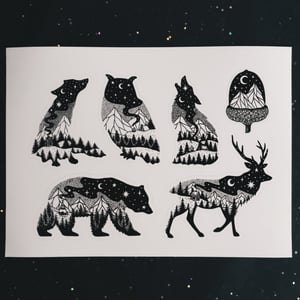 Sticker Sheet Night Animals