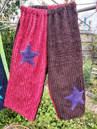 Image 2 of Star Pants Brown/red with purple stars