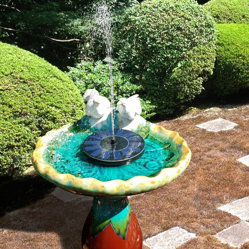 Mini Solar Powered Floating Fountain Water Pump with 6 Different Spray Attachments