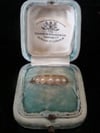 Victorian 18ct Cultured pearl 5 stone gypsy ring in original velvet fitted box