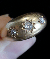Image 2 of EDWARDIAN 18CT ORNATE YELLOW GOLD BAND OLD CUT DIAMOND STAR GYPSY BAND
