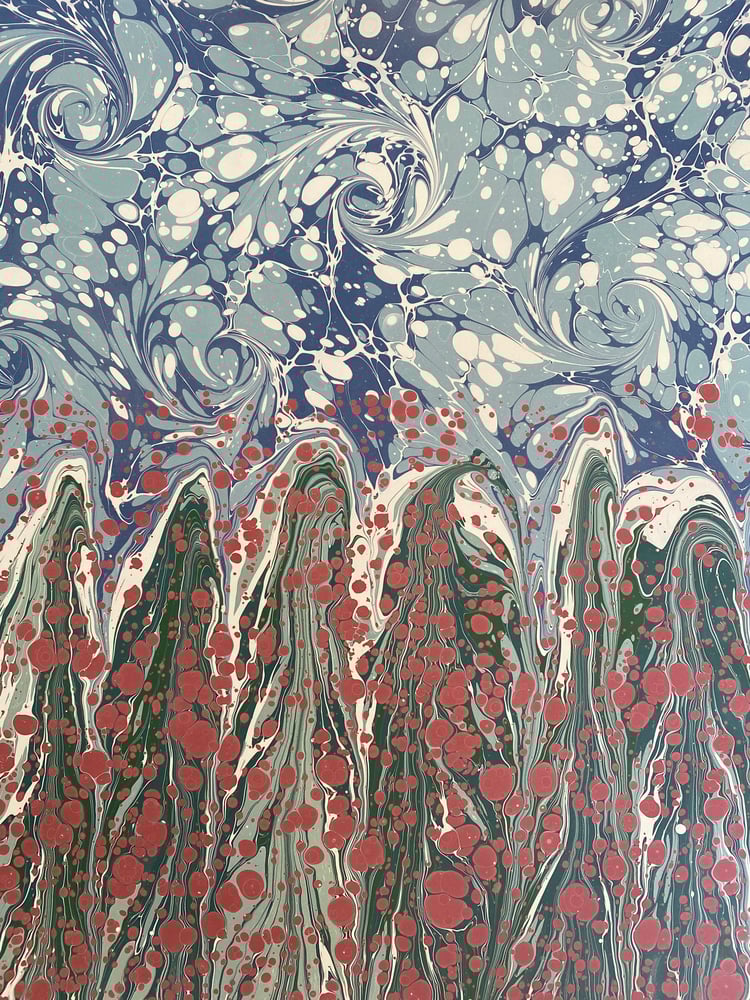 Image of Hand Marbled Meadow - 3 'Poppy Meadow' 