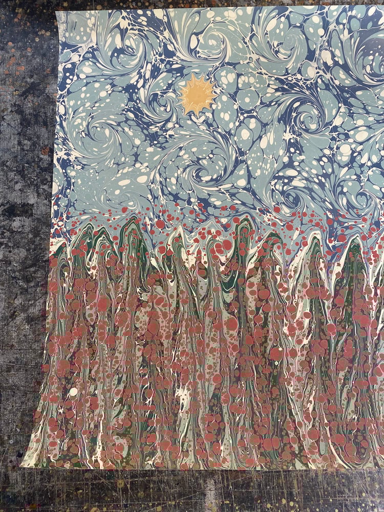 Image of Hand Marbled Meadow - 3 'Poppy Meadow' 