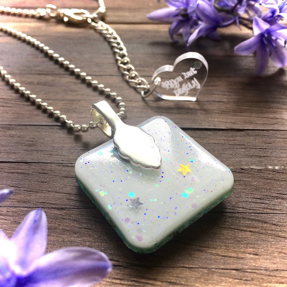 Blue Tit on Wisteria Resin Pendant