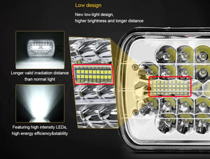 Image of 2pcs For Jeep Wrangler Ford E-150 E-250 E-350 H6054 7x6" LED Headlights Sealed Square Headlamp