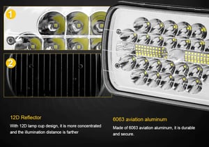 Image of 2pcs For Jeep Wrangler Ford E-150 E-250 E-350 H6054 7x6" LED Headlights Sealed Square Headlamp