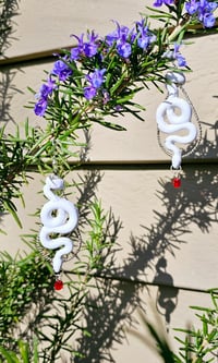 Image 1 of White/Silver Snake Earrings