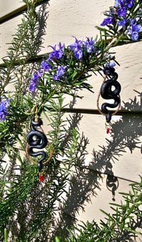 Image 1 of Black/Gold Snake Earrings