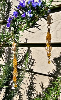 Image 1 of Yellow/Gold Pentamerous Bone Chandelier Earrings