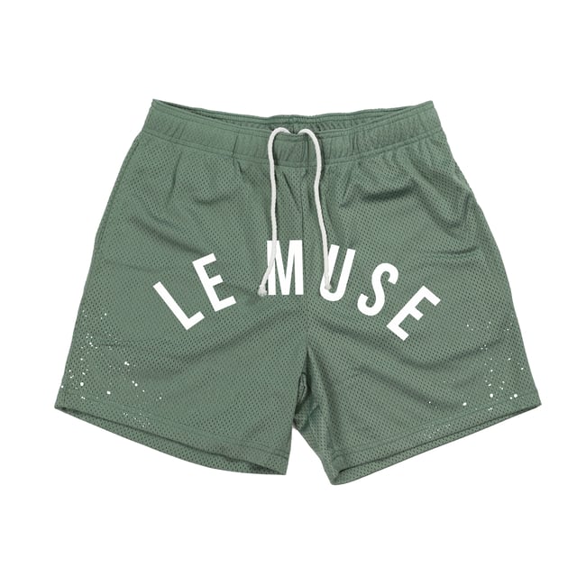 PAINT SPLATTER EVERGREEN MESH SHORTS