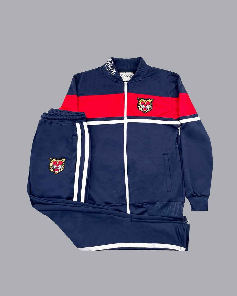 Image of The BLAK Tracksuit in Midnight Blue & Red