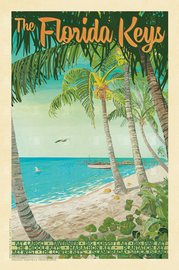 florida keys vintage travel artwork