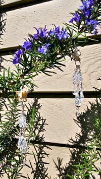 Image 1 of Clear/Silver Pentamerous Bone Chandelier Earrings