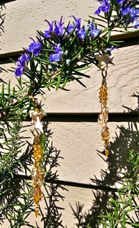 Image 1 of Yellow/Gold Threefold Bone Chandelier Earrings