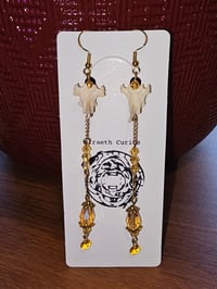 Image 2 of Yellow/Gold Solitary Bone Chandelier Earrings