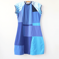 Image 1 of blues beastie boys patchwork adult M L baseball short sleeve raglan courtneycourtney tshirt dress 