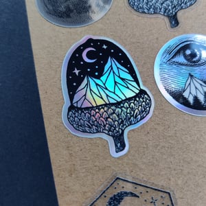 Mini Sticker Acorn Night - holographic