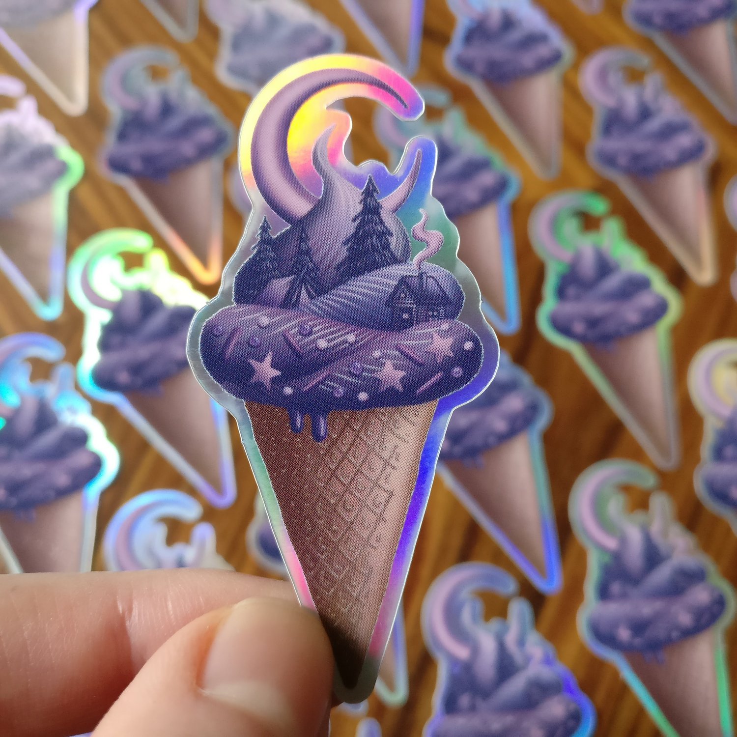 Mini Sticker Ice Cream - holographic