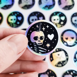 Mini Sticker Skeleton Heart - holographic