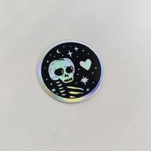 Mini Sticker Skeleton Heart - holographic