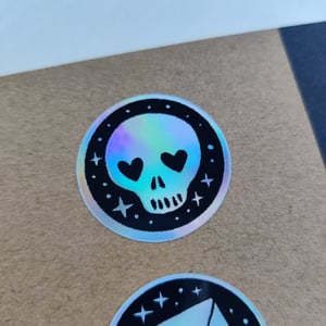 Mini Sticker Skull Love - holographic