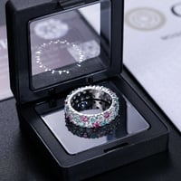 Image 2 of Multi Color 2 Row 3mm Moissanite Diamond Ring