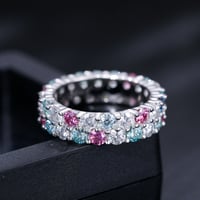Image 1 of Multi Color 2 Row 3mm Moissanite Diamond Ring