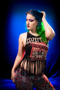 Image 1 of CLEARANCE! Small- Medium Led Zeppelin Fringe Crop Top