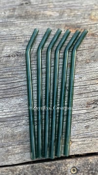 Image 1 of Green Glass Bent Straw 