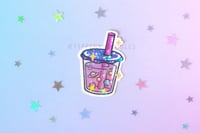 Image 2 of Space Boba - Sticker (Holographic Sparkle)