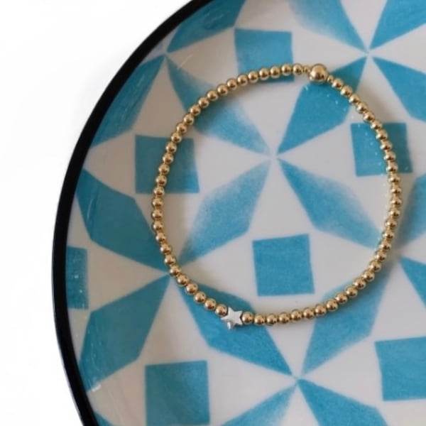 Image of Gold & Silver Star Bead Bracelet 