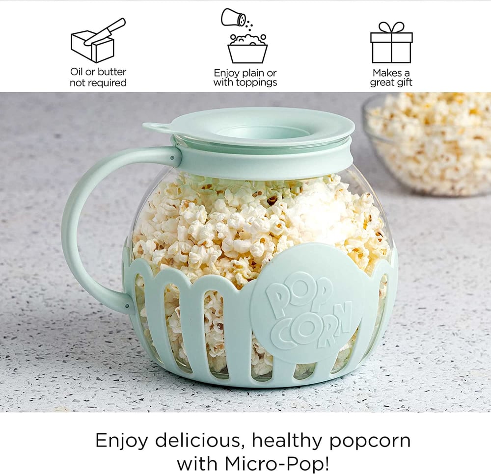 Image of Ecolution Patented Micro-Pop Microwave Popcorn Popper with Temperature Safe Glass, 3-in-1 Lid Measur