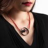 NECKLACE silver 925 -  coral & artificial bone, Earth And Sky 2023, #036- 15