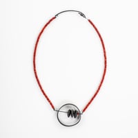 Image 1 of NECKLACE silver 925 -  coral & artificial bone, Earth And Sky 2023, #036- 15