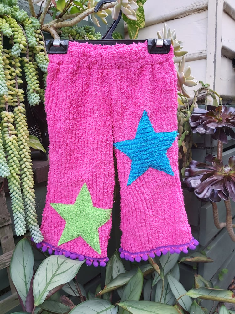 Image of Kids pink chenille star pants